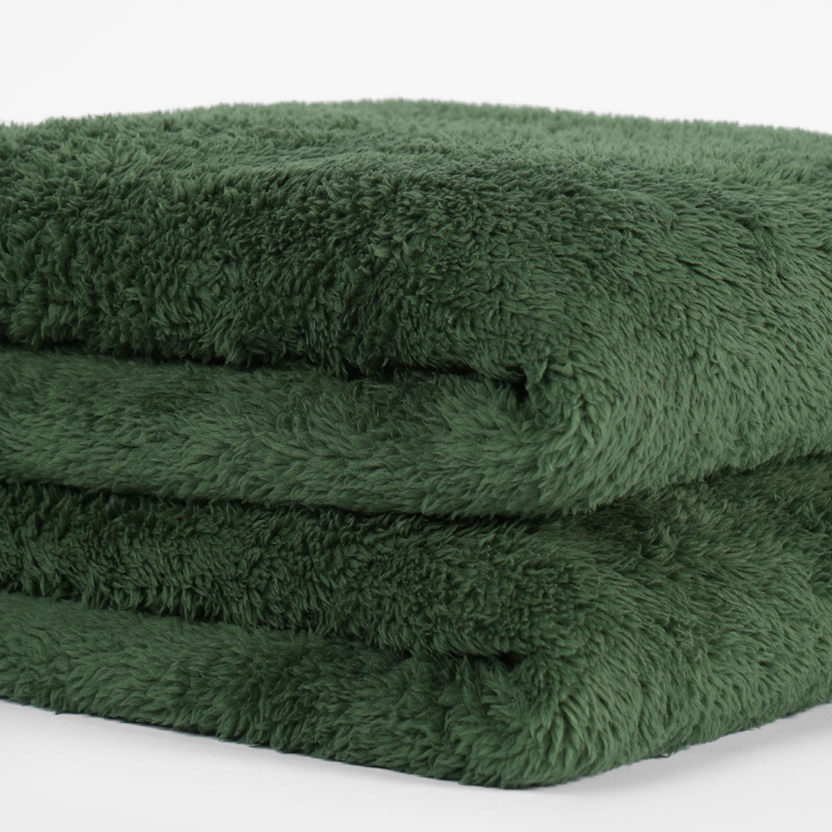 OHS Teddy Fleece Throw, Forest Green - 125 x 150cm>