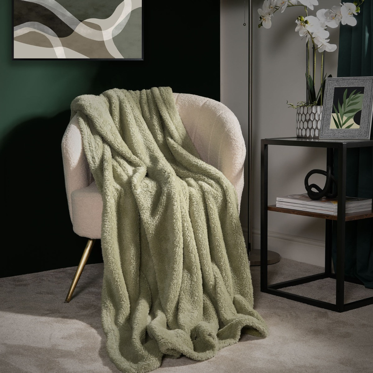 OHS Teddy Fleece Throw - Sage>