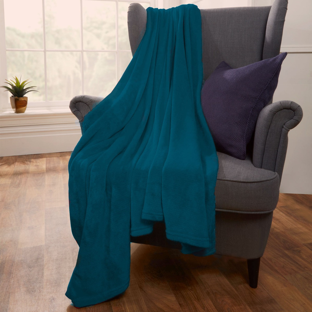 Brentfords Supersoft Throw, Turquoise - 120 x 150cm>