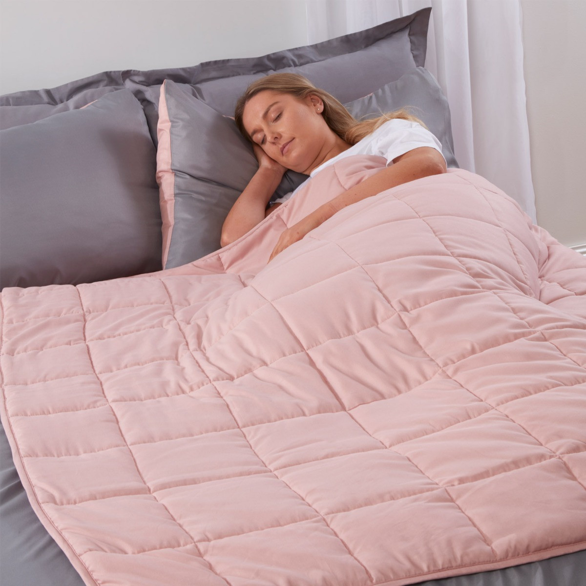Brentfords Weighted Blanket Quilted Blush Pink