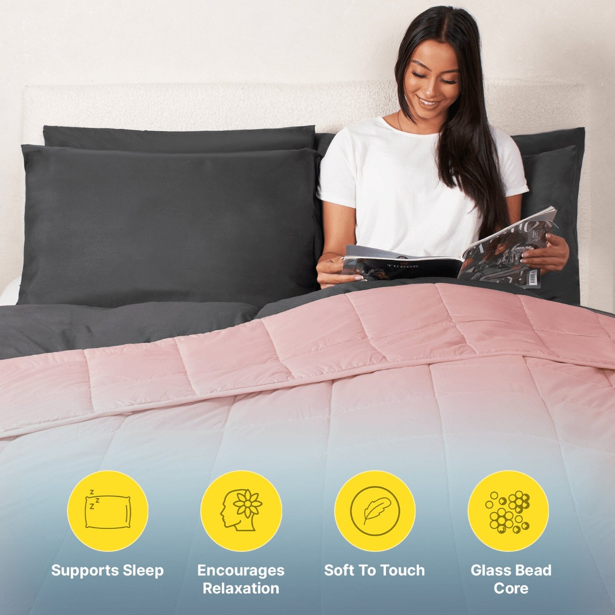 OHS Supersoft Weighted 8kg Blanket, Blush Pink - 150 x 200cm>