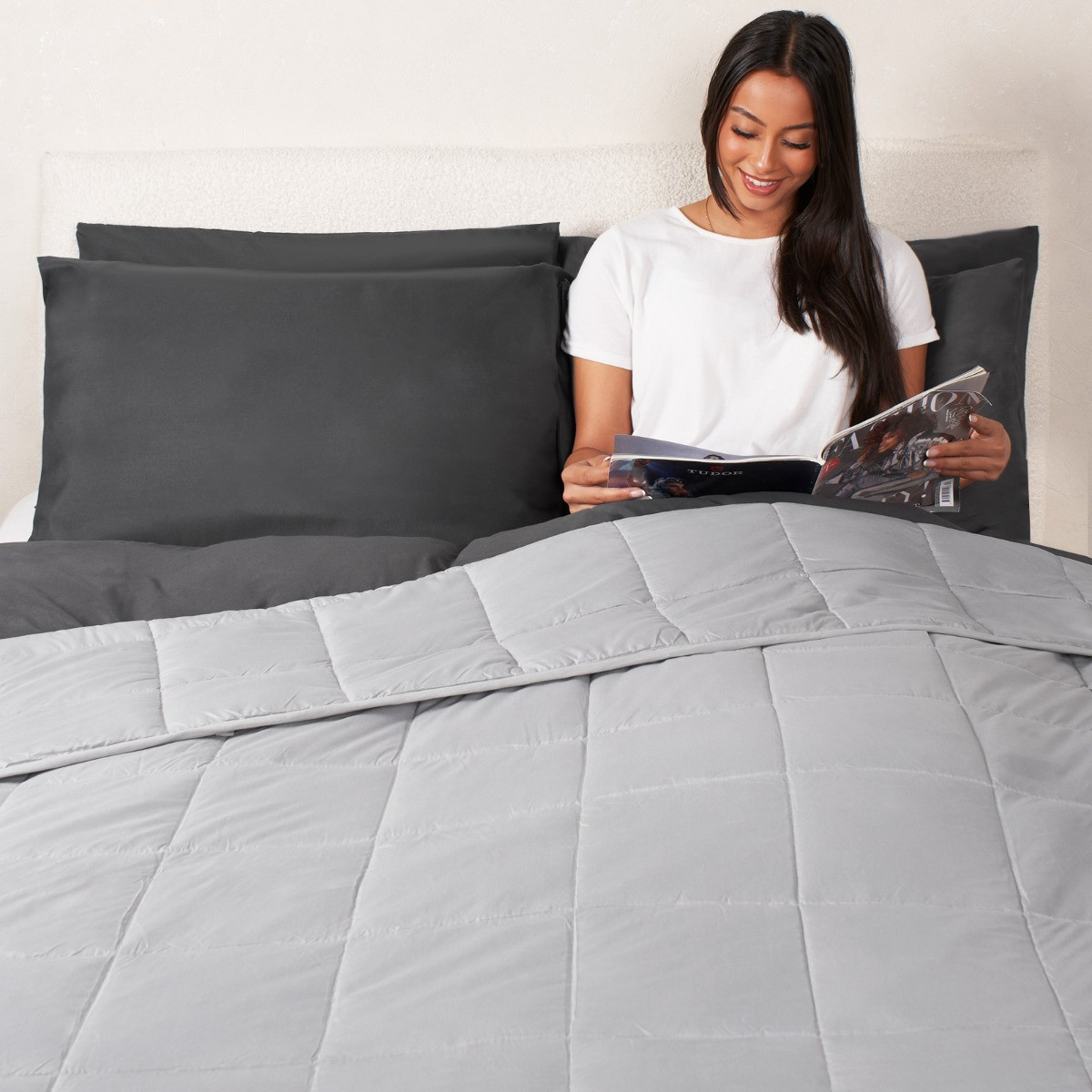 Brentfords Weighted Blanket Quilted Silver Grey, 125 x 180 cm - 6kg>