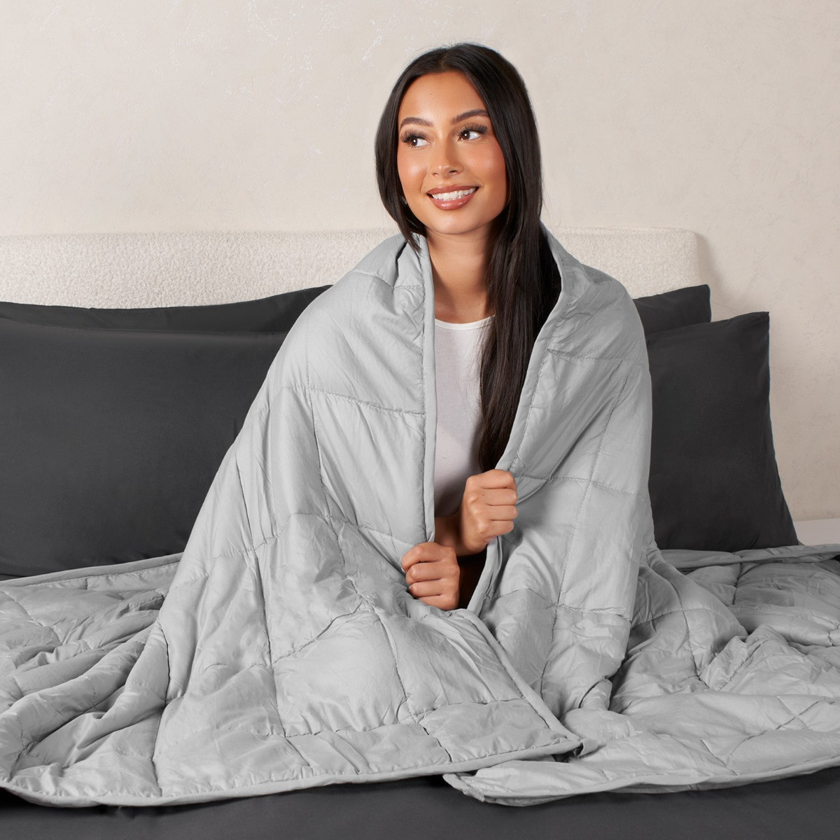 Brentfords Weighted Blanket Quilted Silver Grey, 125 x 180 cm - 6kg>