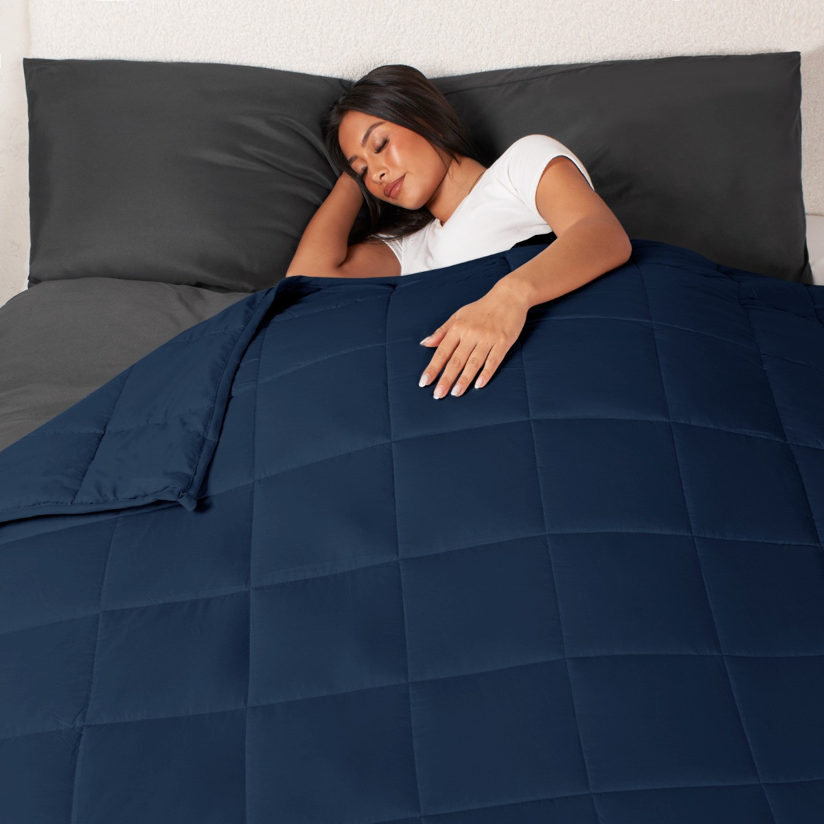 OHS Supersoft Weighted 8kg Blanket, Navy - 150 x 200cm>