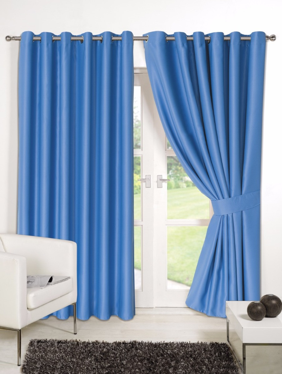 Luxury Ring Top Fully Lined Blackout Eyelet Thermal Door Curtain Duck Egg 66" x 84">