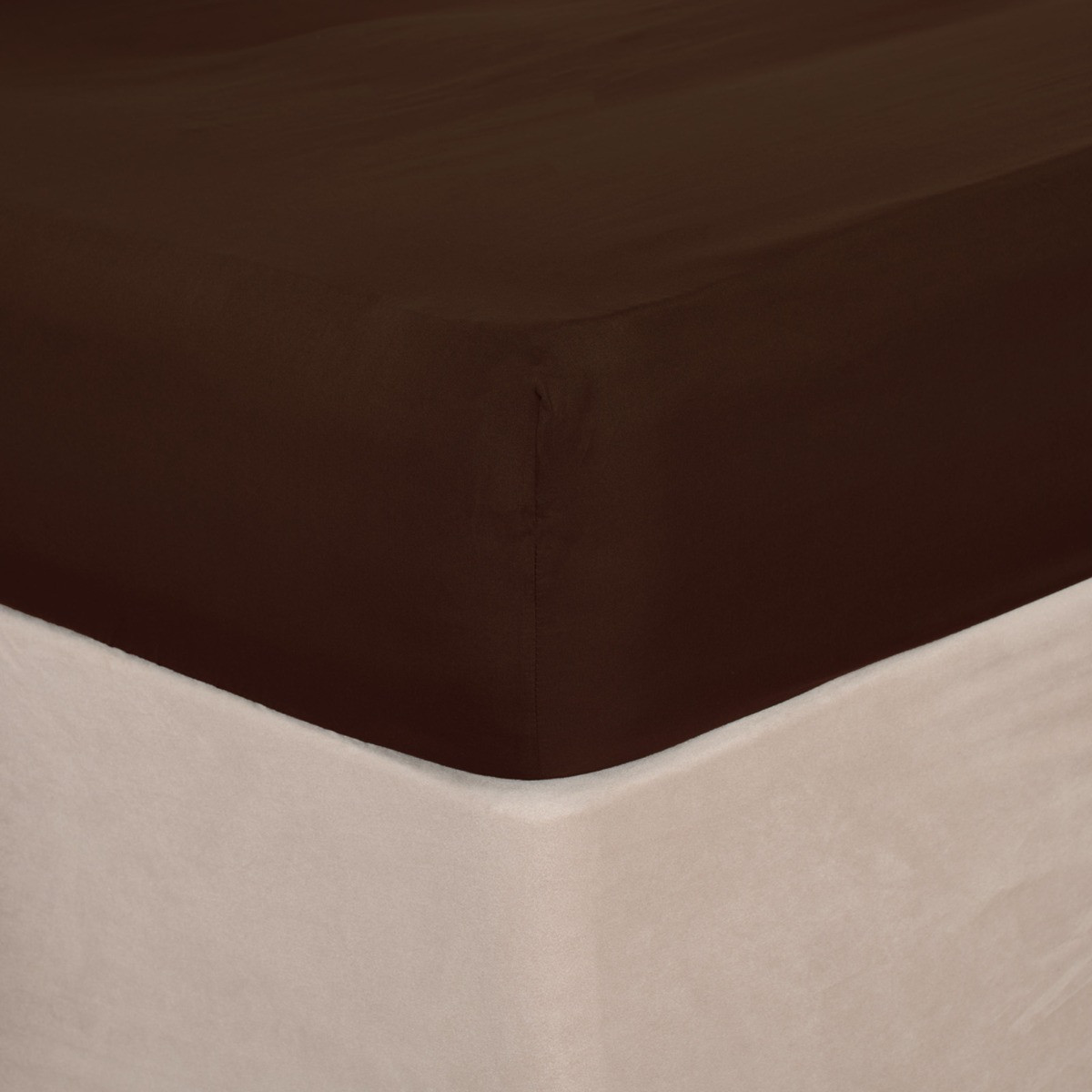 Brentfords Plain Dye Fitted Sheet - Chocolate>