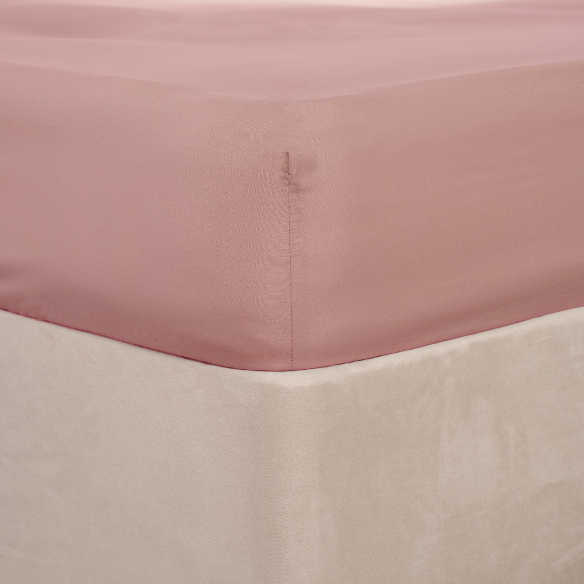 Brentfords Plain Dyed Fitted Sheet, Dusky Pink - Double>