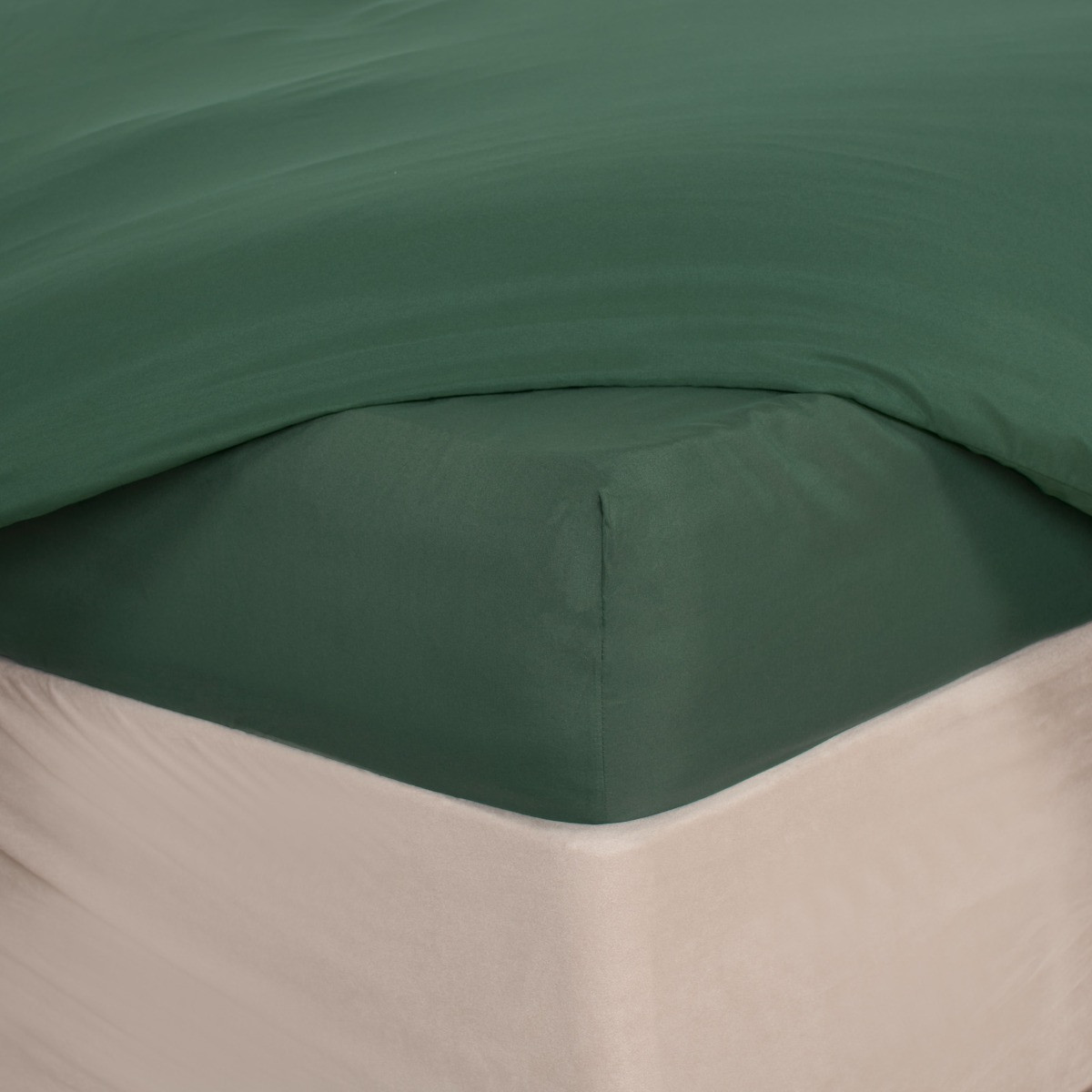 OHS Plain Dyed Fitted Sheet, Forest Green - Single>