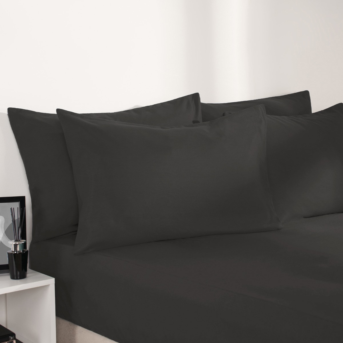 OHS Plain Dyed Fitted Sheet, Superking - Charcoal>