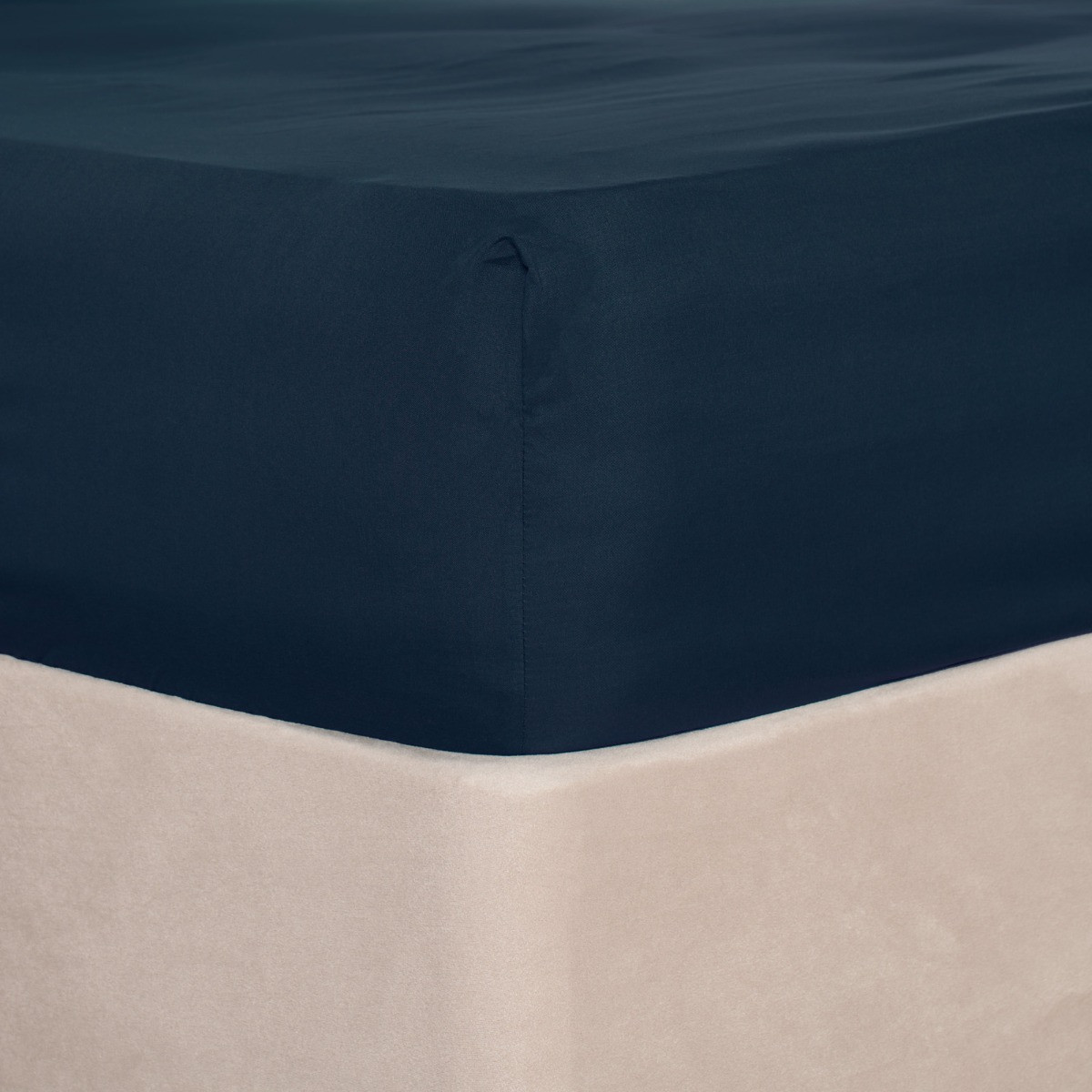 Brentfords Plain Dyed Fitted Double Sheet - Navy>