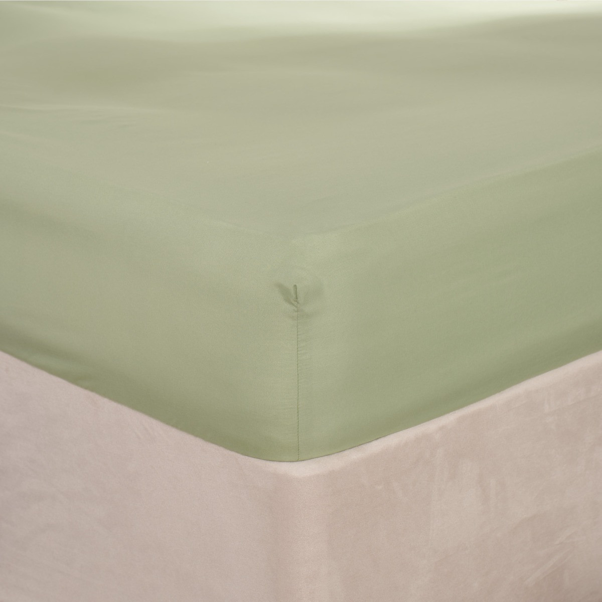 Brentfords Plain Dyed Fitted Sheet, Olive - Double>