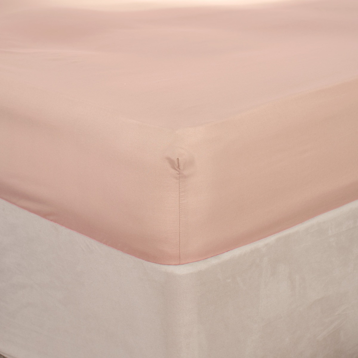 Brentfords Plain Dyed Fitted Sheet, Pale Pink - Single>