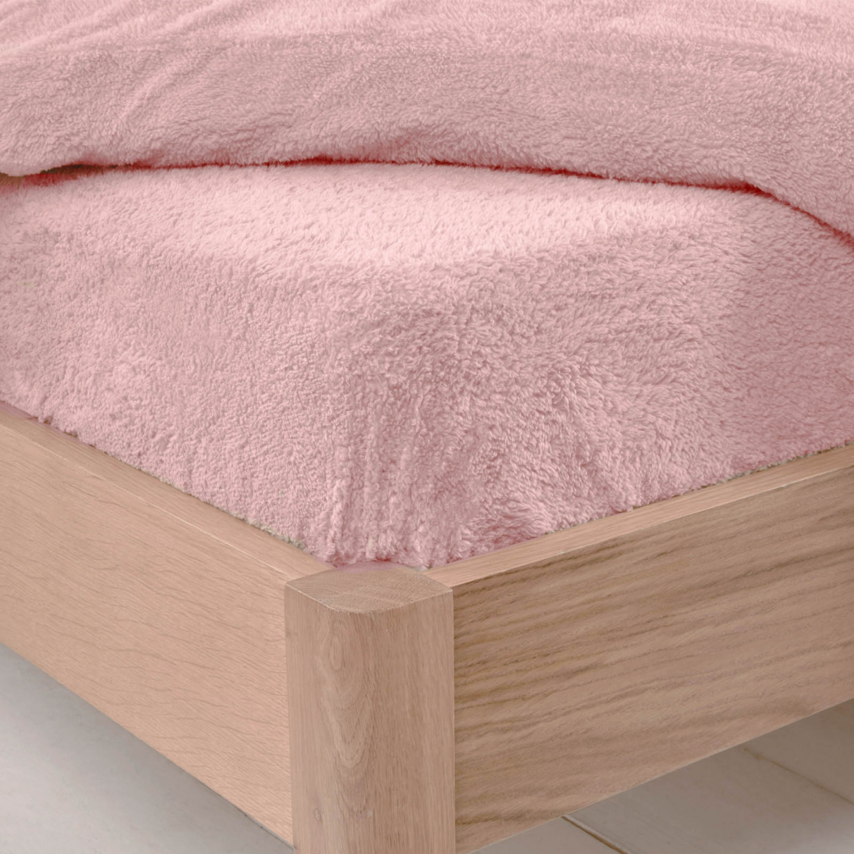 Brentfords Teddy Fleece Fitted Sheet, Blush Pink - Double>