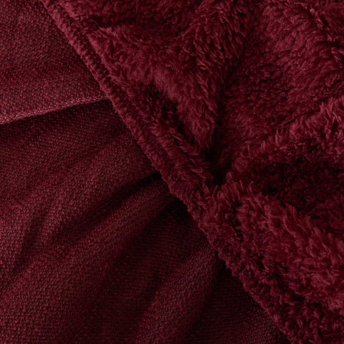 OHS Teddy Fleece Fitted Sheet, Burgundy - Single>