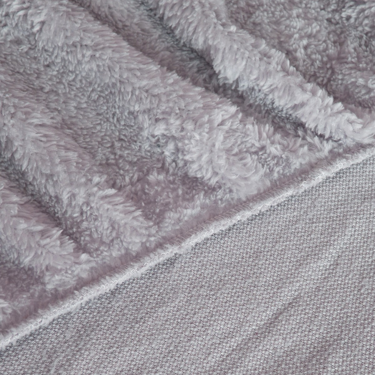 OHS Teddy Fleece Fitted Sheet, Silver Grey - Double>