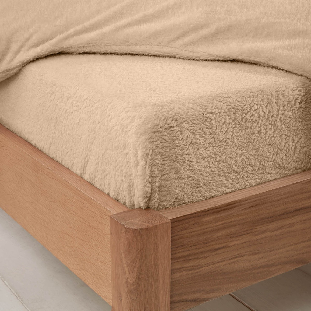 OHS Teddy Fleece Fitted Sheet, Sand Beige - King>