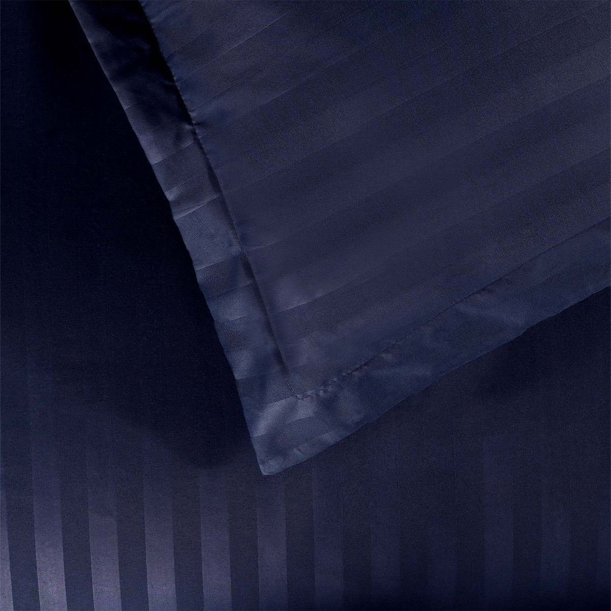 Brentfords Satin Stripe Duvet Cover Set, Navy - Single>