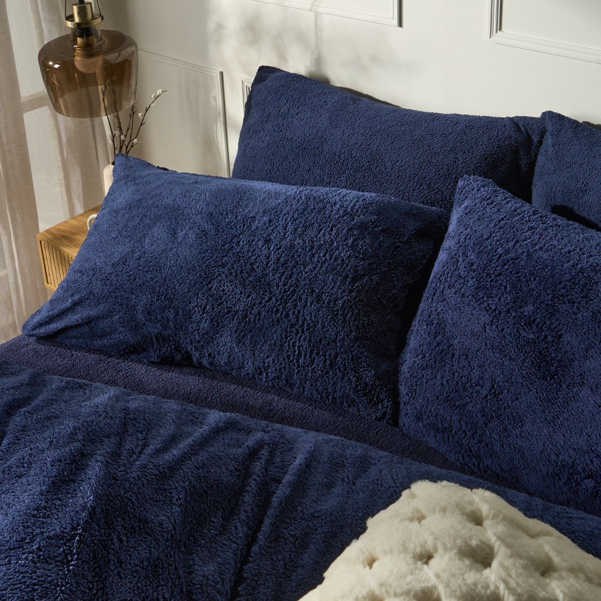 OHS Teddy Fleece Duvet Cover Set - Navy>