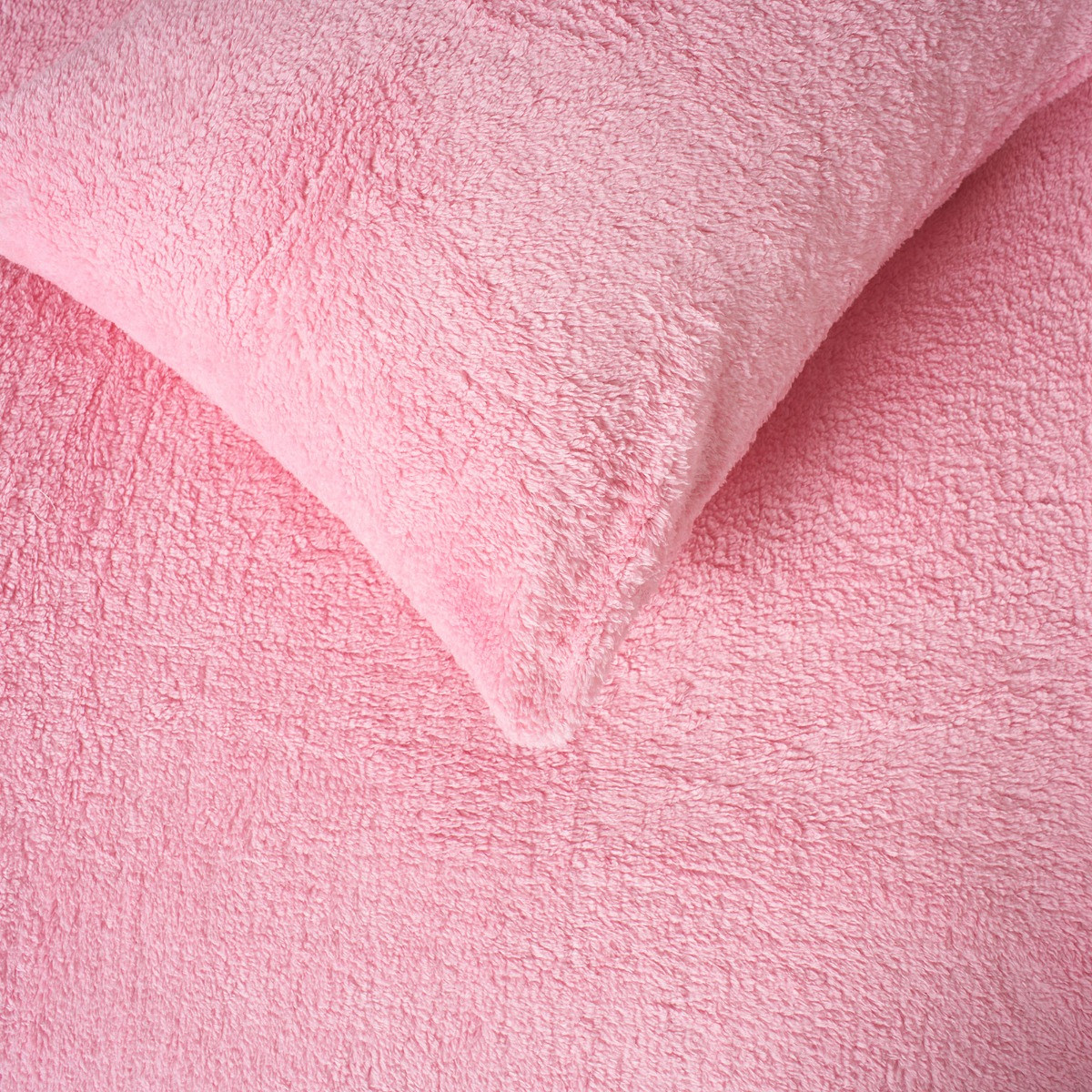 OHS Teddy Fleece Duvet Cover Set, Pink - Single>