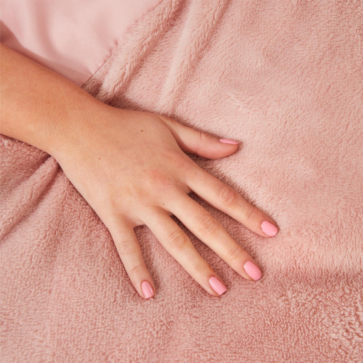 OHS Teddy Fleece Panel Duvet Cover Set, Blush - Super King>