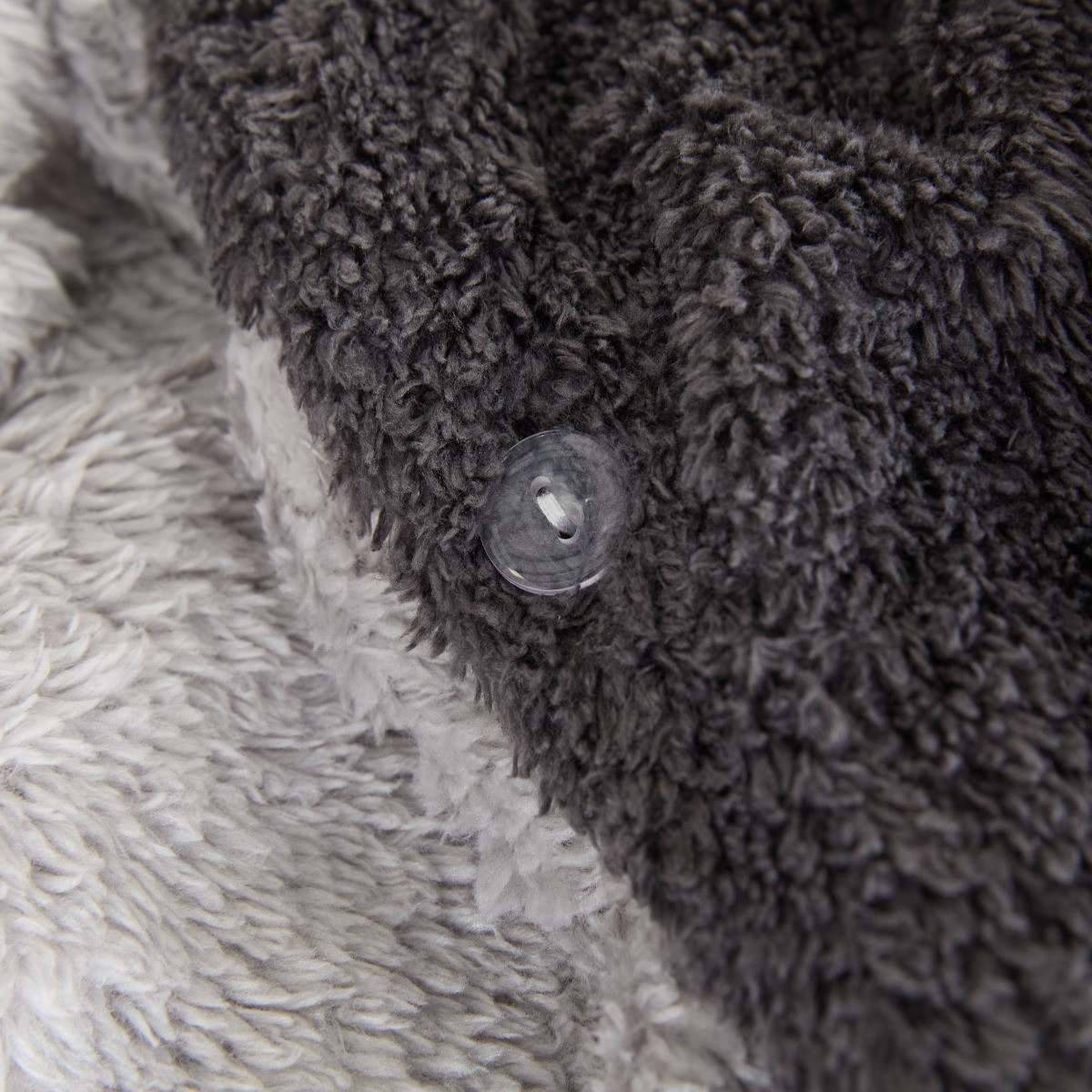 OHS Teddy Fleece Reversible Duvet Cover Set, Charcoal Grey - Super King>