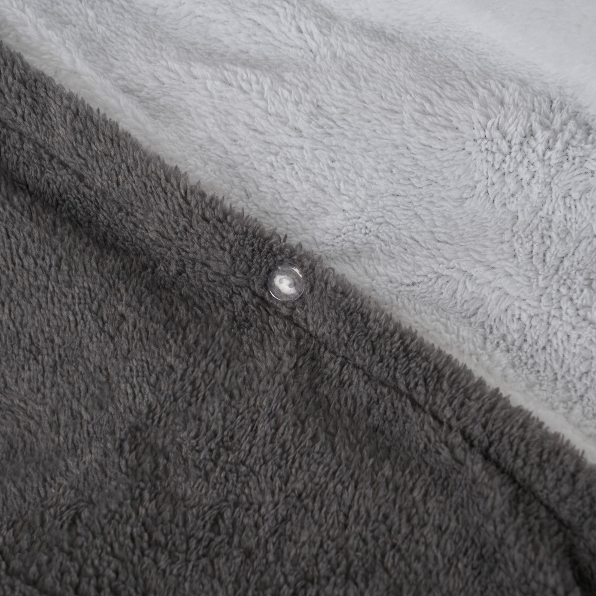 Brentfords Teddy Fleece Reversible Duvet Cover Set - Charcoal/White>