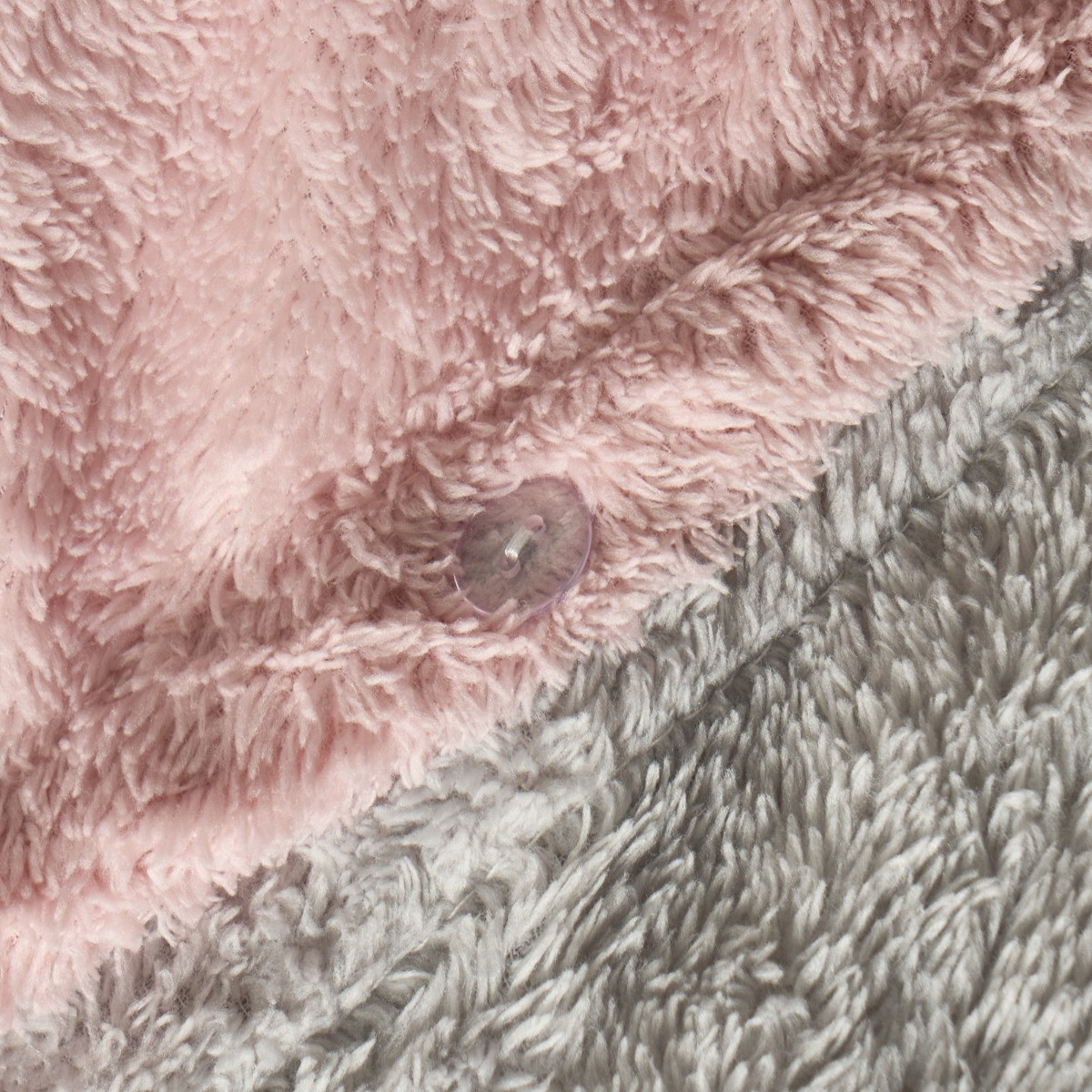 OHS Teddy Fleece Reversible Duvet Cover Set, Blush Pink/Grey - Double>