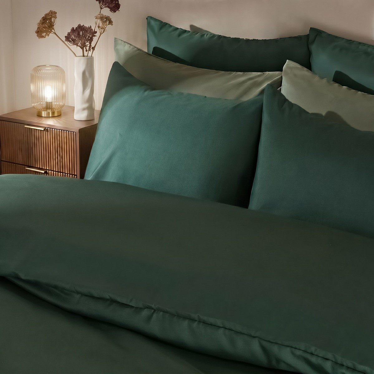 OHS Plain Duvet Cover Set - Forest Green>