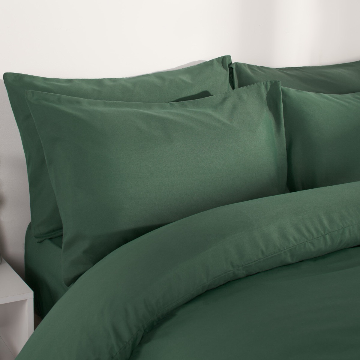 OHS Plain Duvet Cover Set, Forest Green - Double>
