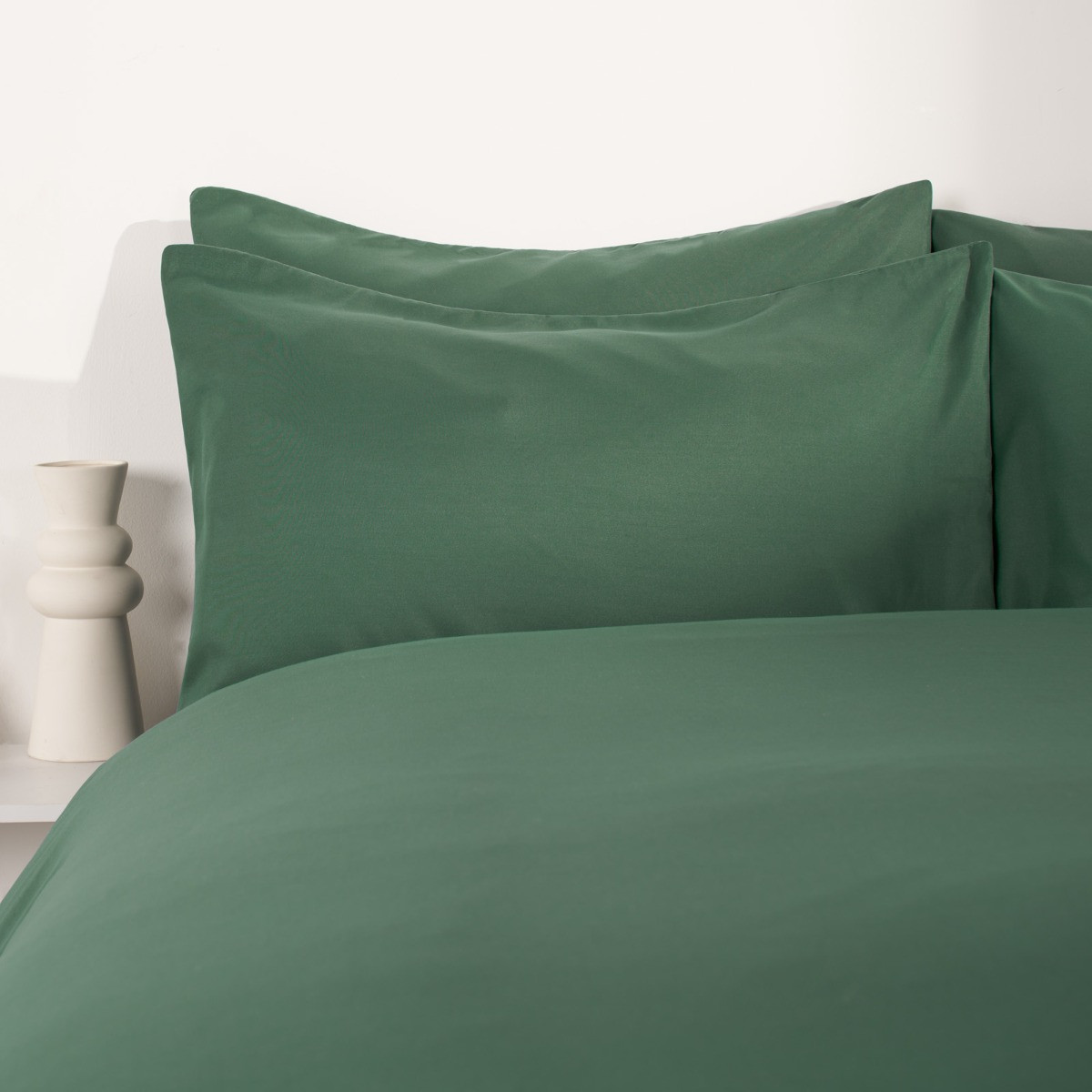 OHS Plain Duvet Cover Set, Forest Green - Single>