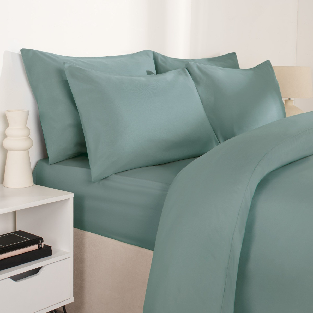 Brentfords 2 Pack Plain Dyed Housewife Pillowcases - Duck Egg>