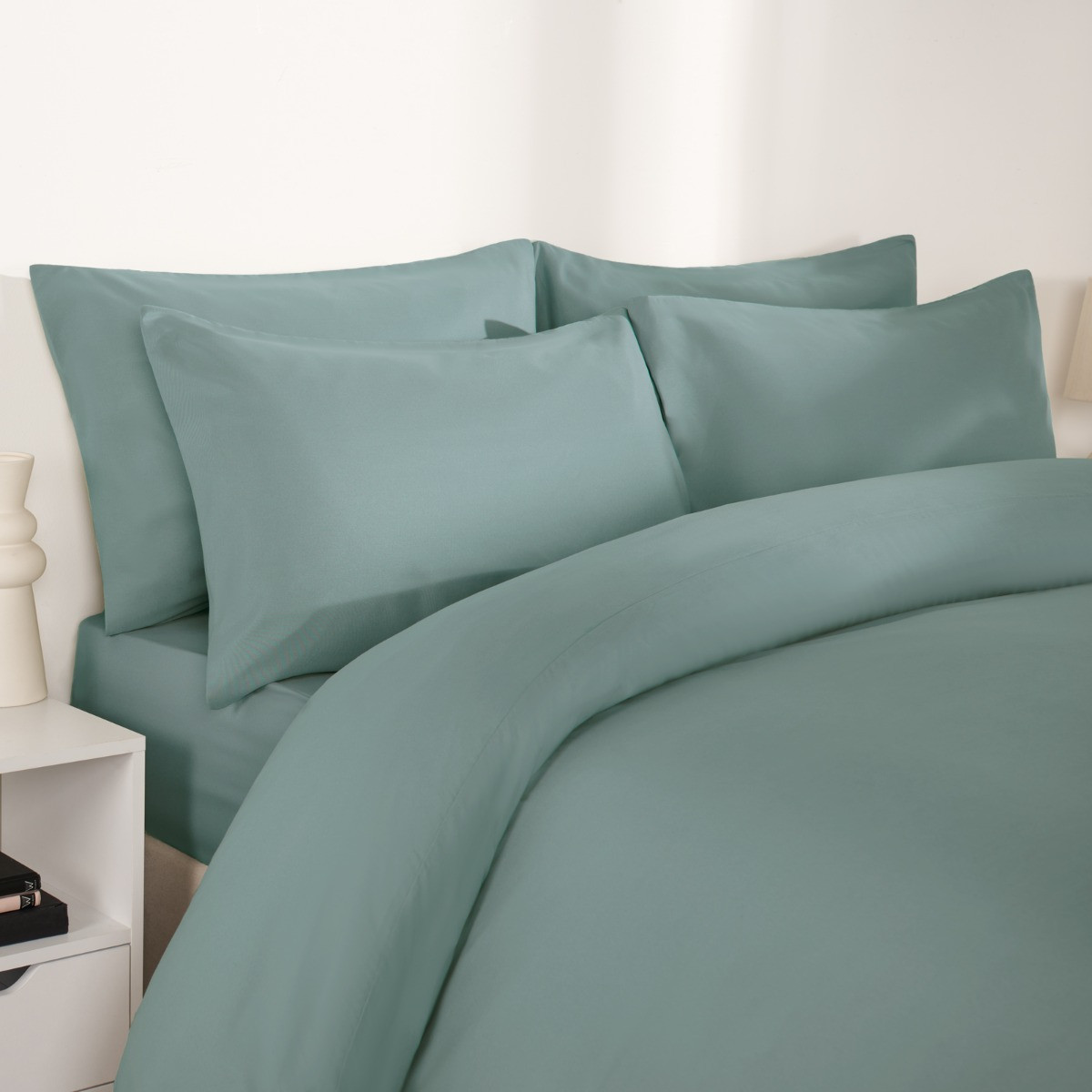 Brentfords 2 Pack Plain Dyed Housewife Pillowcases - Duck Egg>