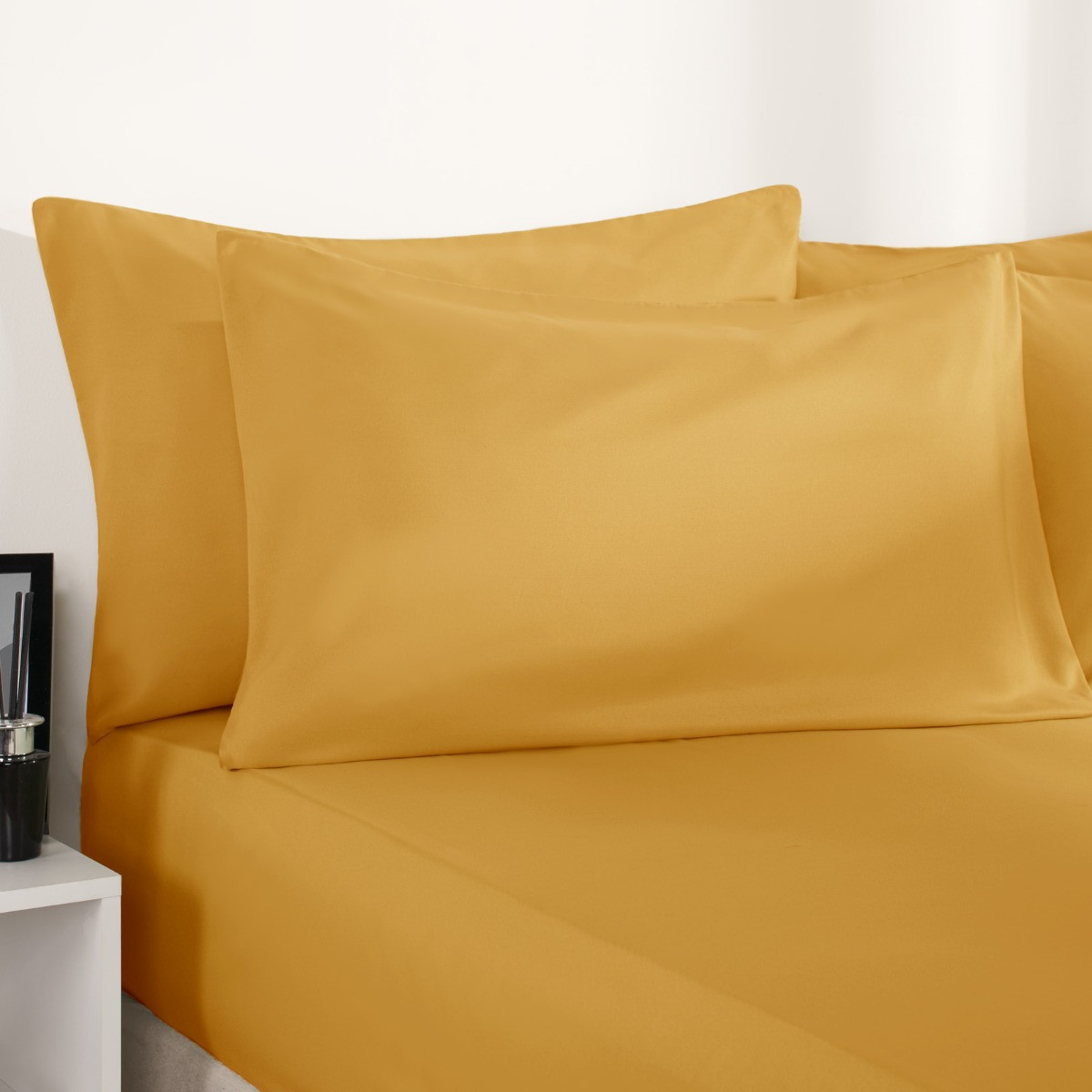 Brentfords 2 Pack Plain Dyed Housewife Pillowcases Ochre
