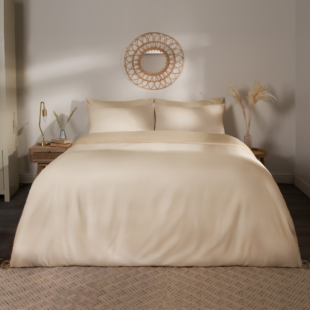 OHS Reversible Duvet Cover Set, Stone/Ecru - King>