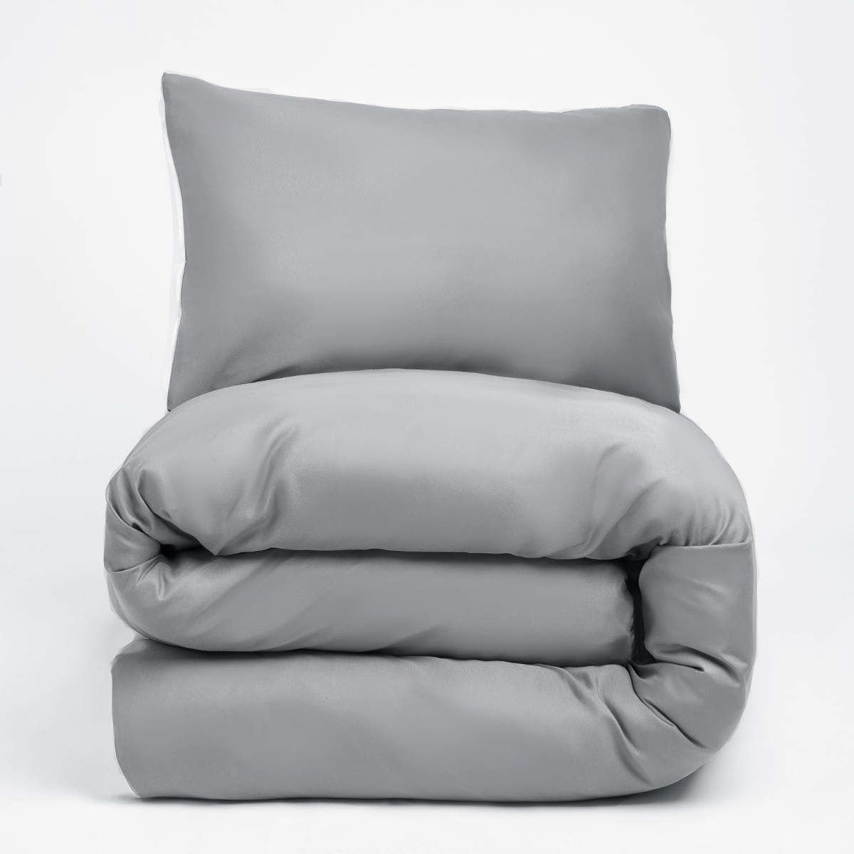 OHS Reversible Duvet Cover Set, White Grey - Single>