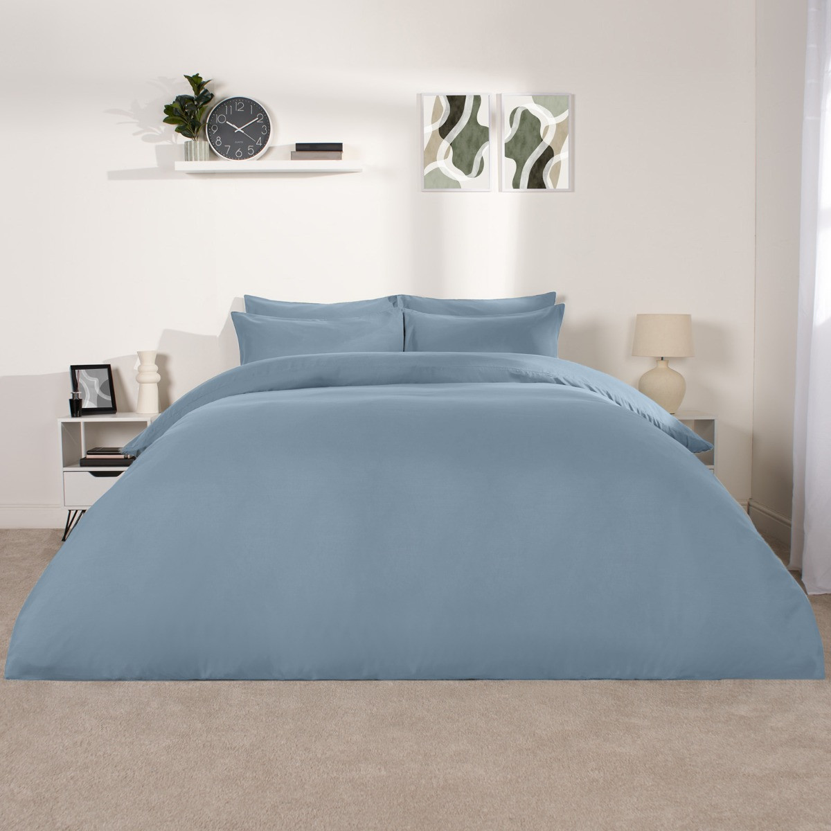 OHS Plain Duvet Cover, Blue - Single>