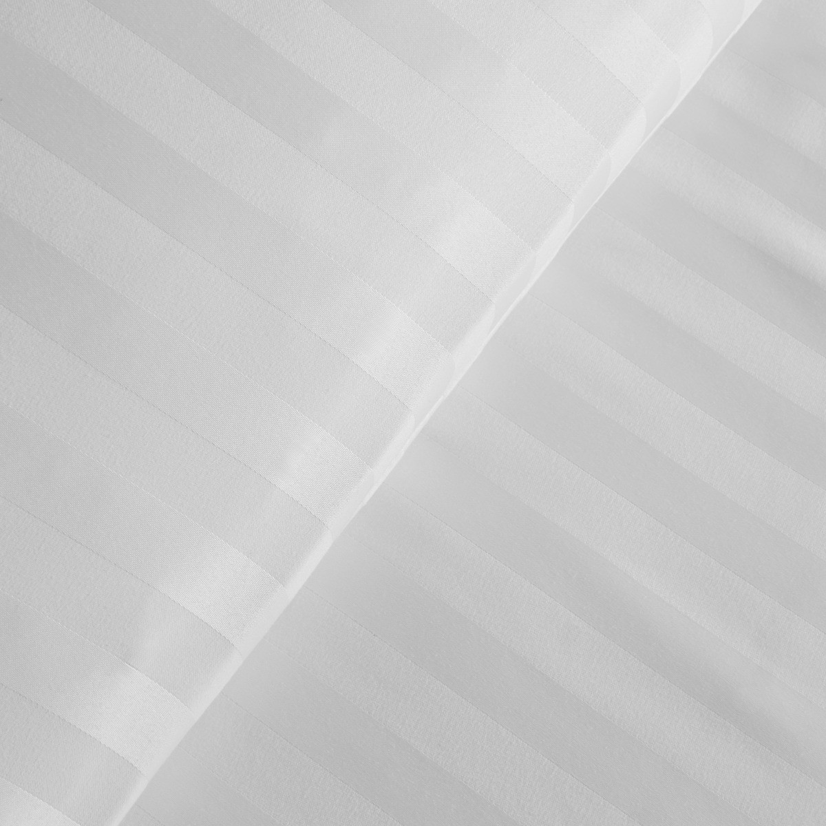 OHS Satin Stripe Duvet Set, White - Superking>