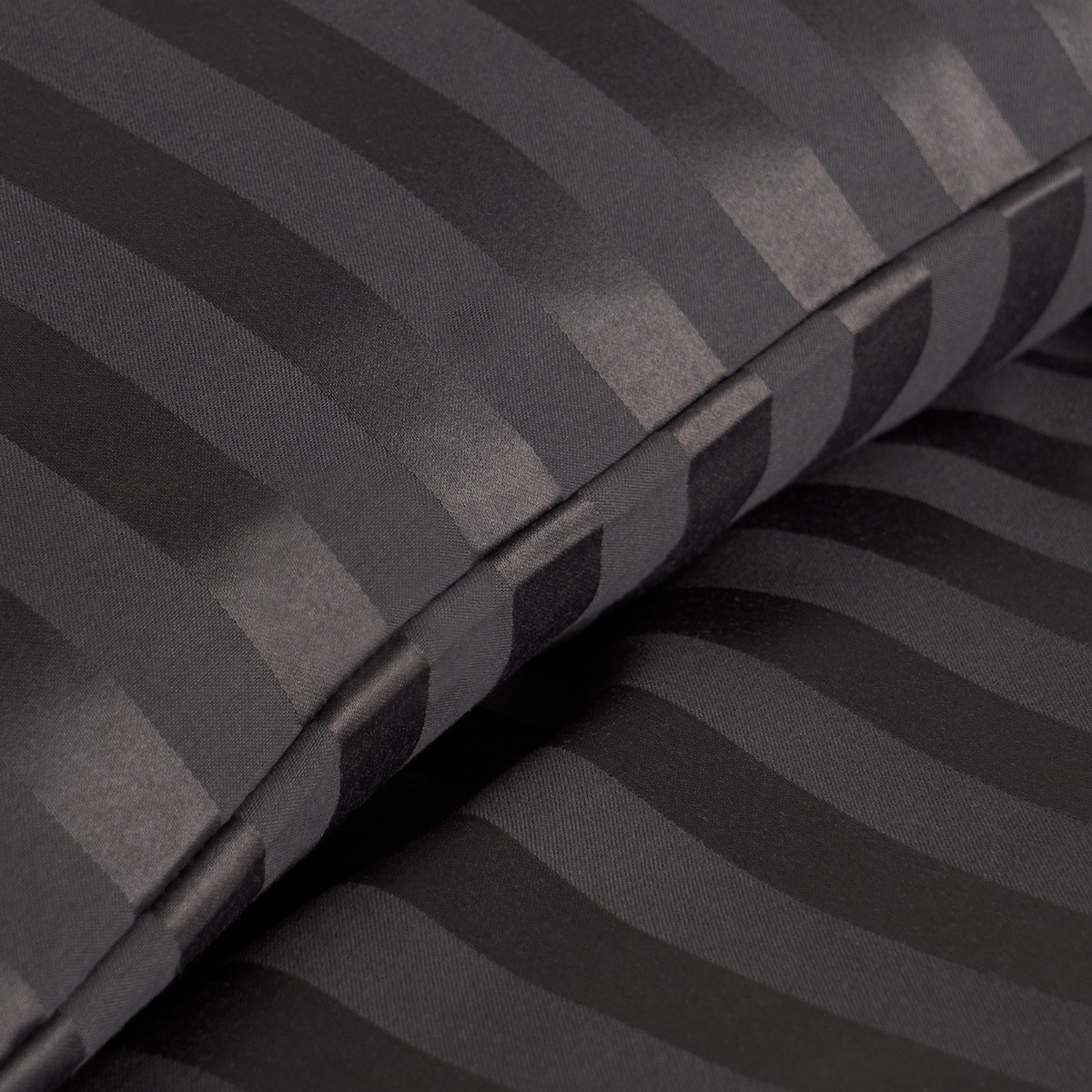 OHS Satin Stripe Duvet Set - Charcoal>
