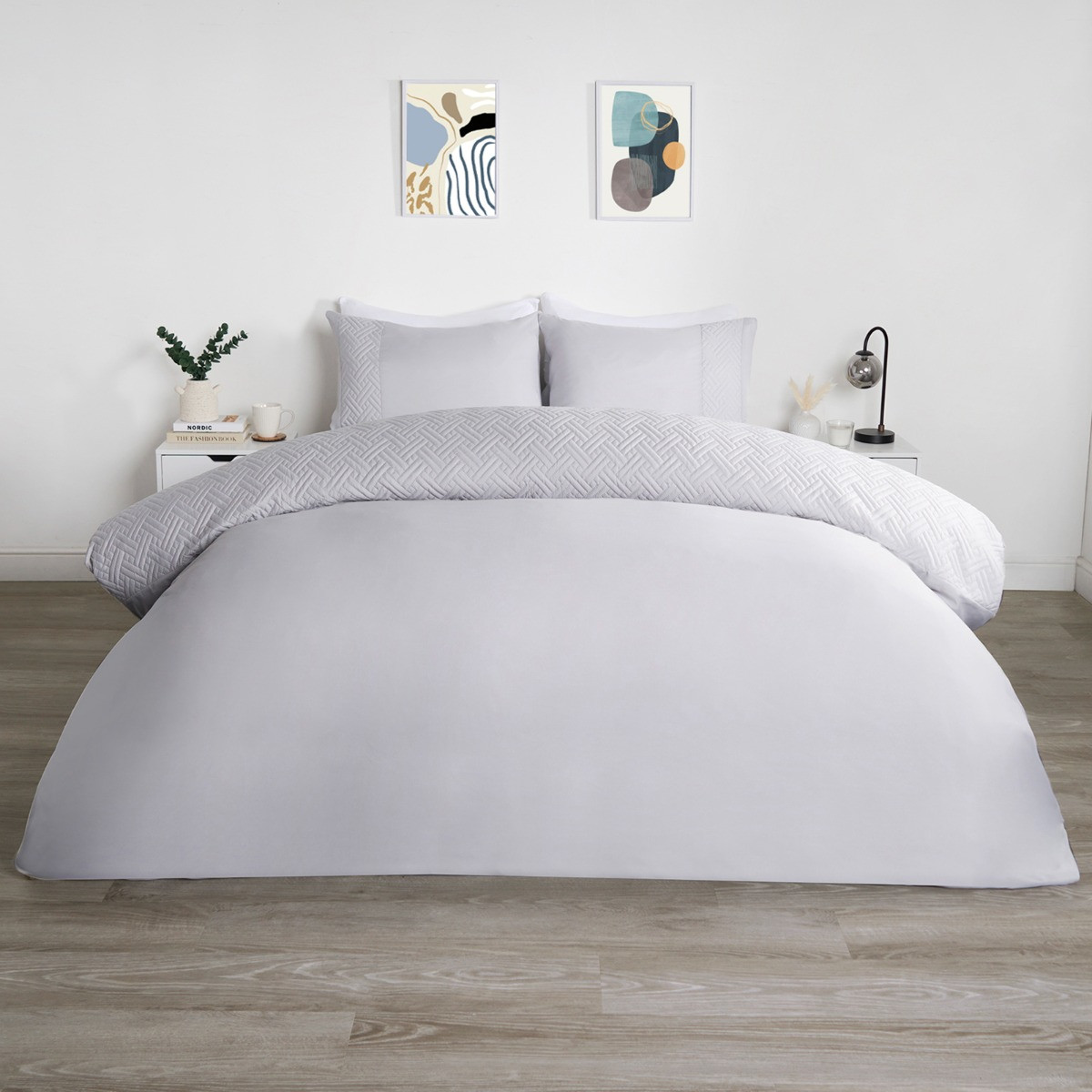 OHS Pinsonic Geo Panel Duvet Set - Silver>