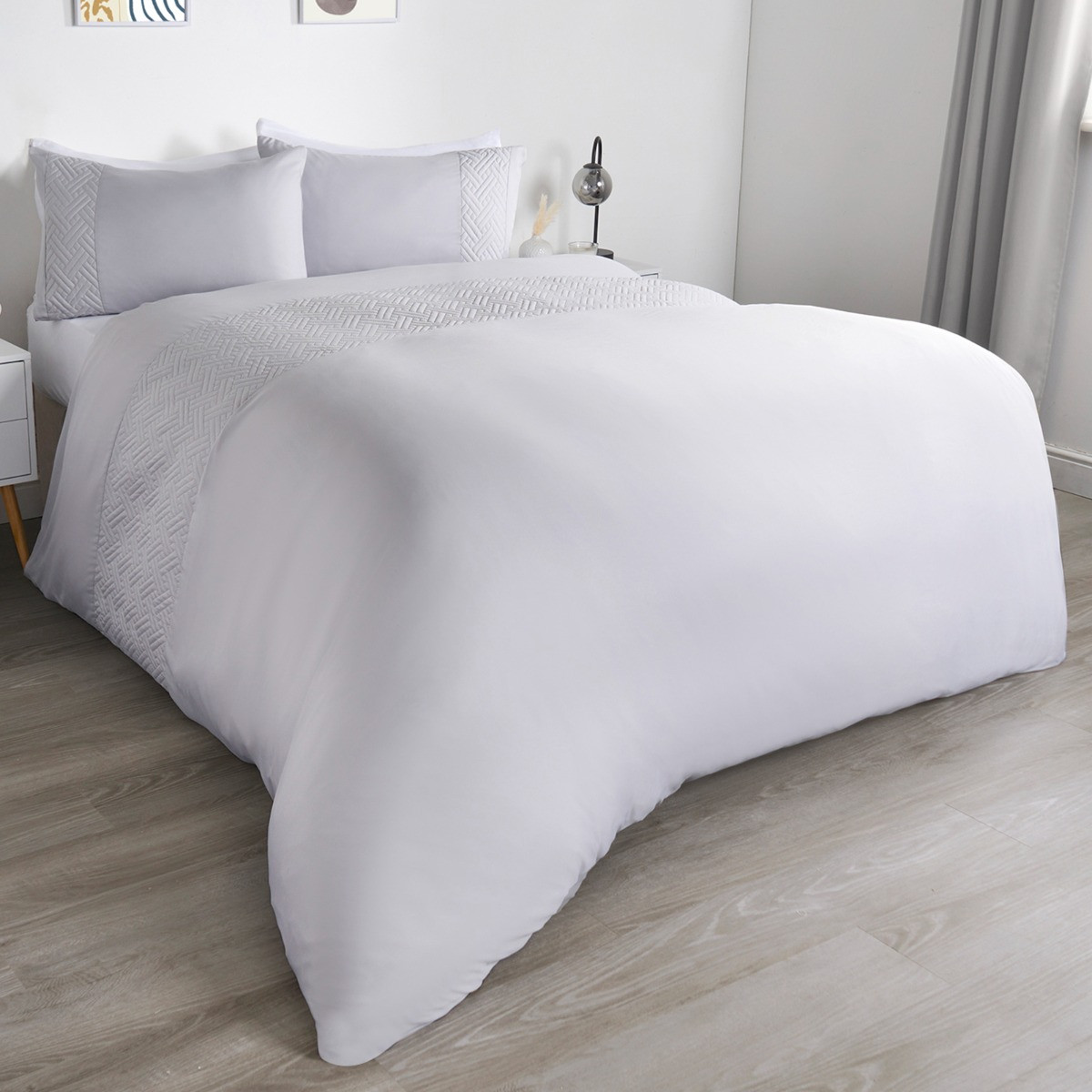 OHS Pinsonic Geo Panel Duvet Set - Silver>