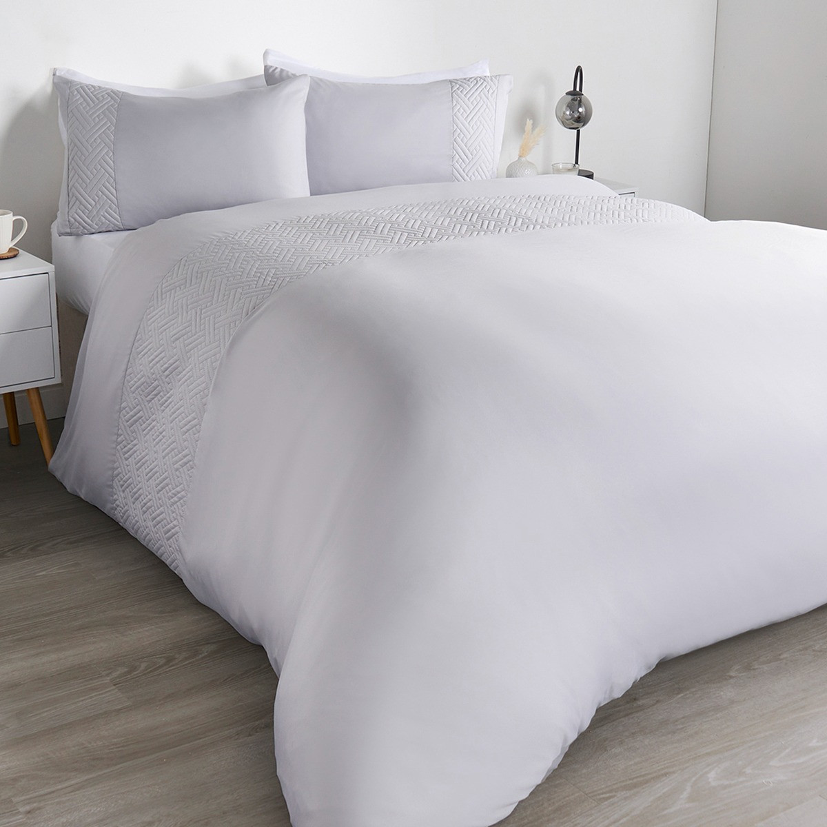 OHS Pinsonic Geo Panel Duvet Set - Silver>