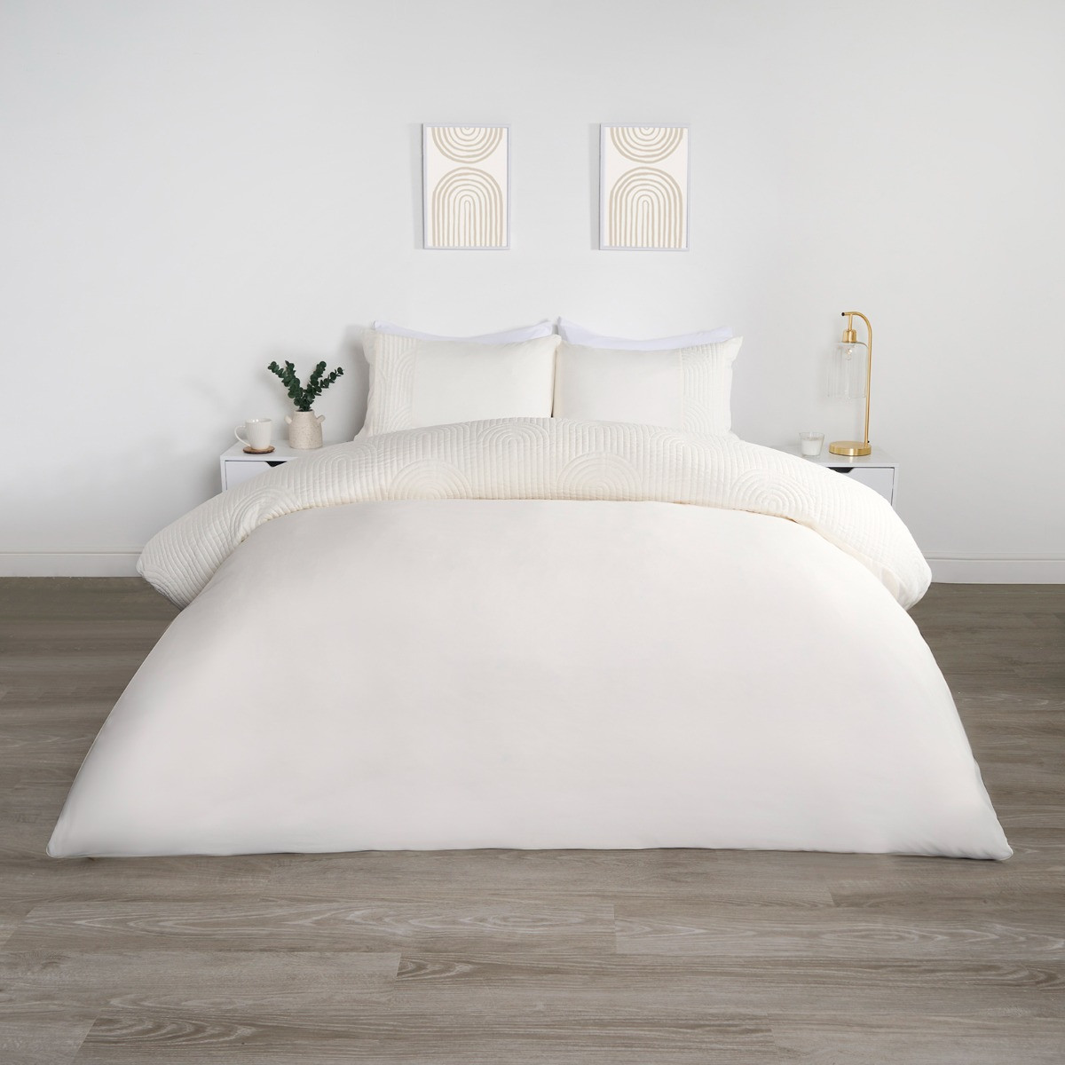 OHS Pinsonic Arches Panel Duvet Set - Cream>