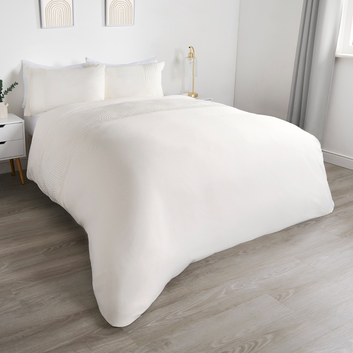 OHS Pinsonic Arches Panel Duvet Set - Cream>