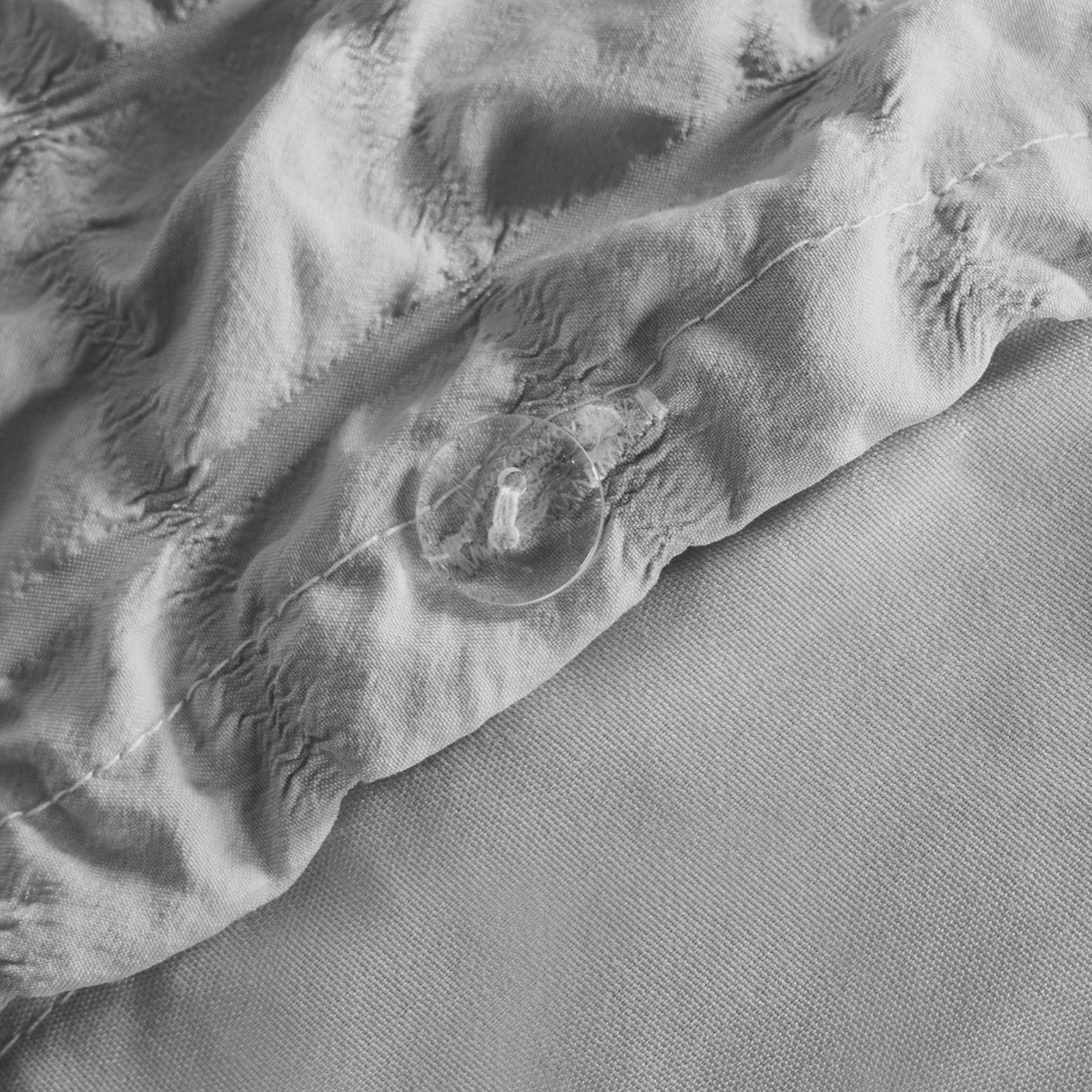 OHS Geometric Seersucker Duvet Set, Grey - Double>