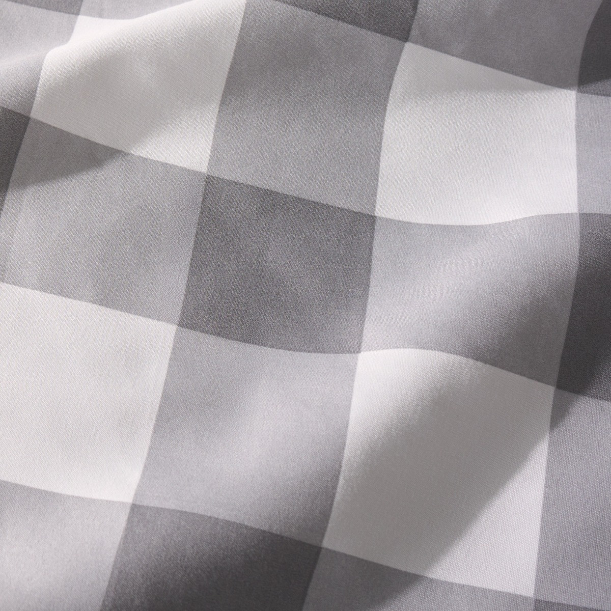 OHS Gingham Duvet Set, Grey - Single>