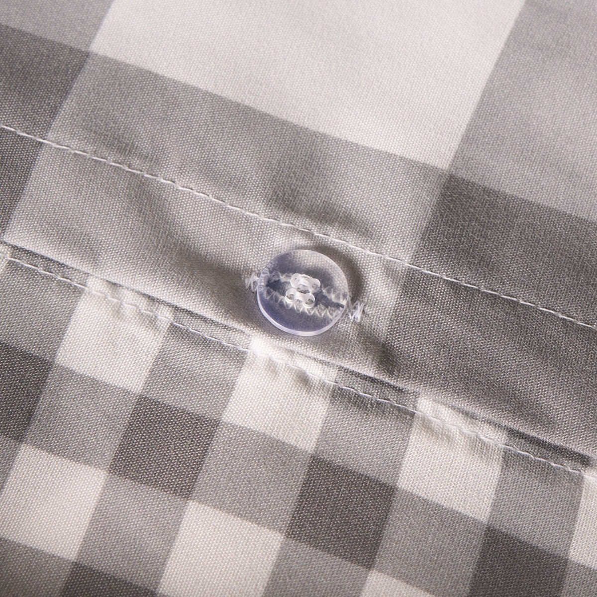 OHS Gingham Reversible Duvet Cover Set - Grey>