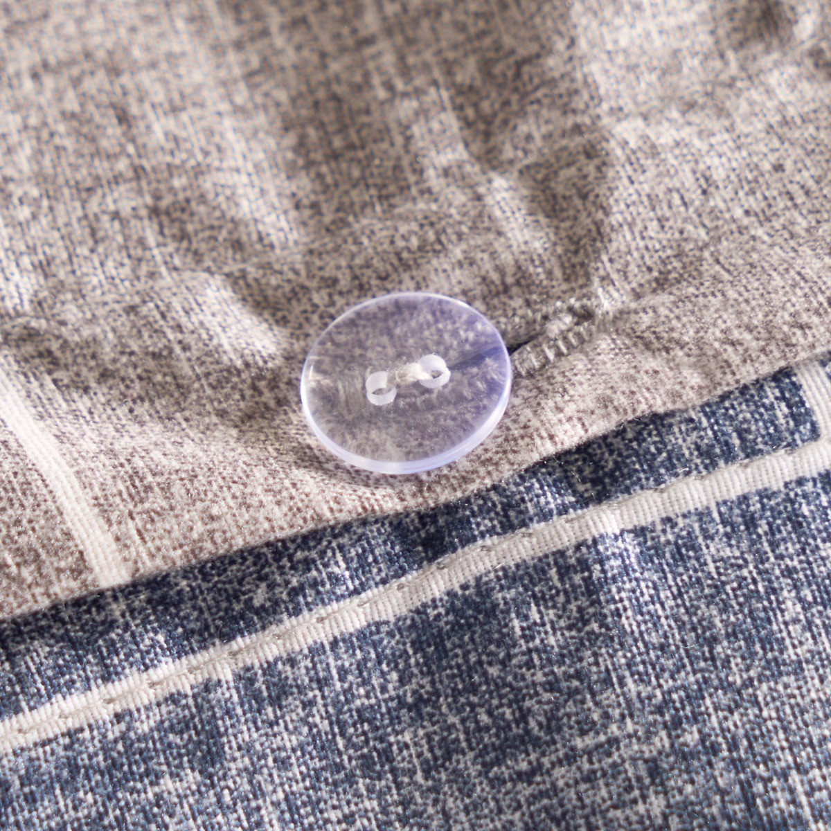 OHS Fine Line Check Reversible Duvet Set, Navy/Grey - Double>