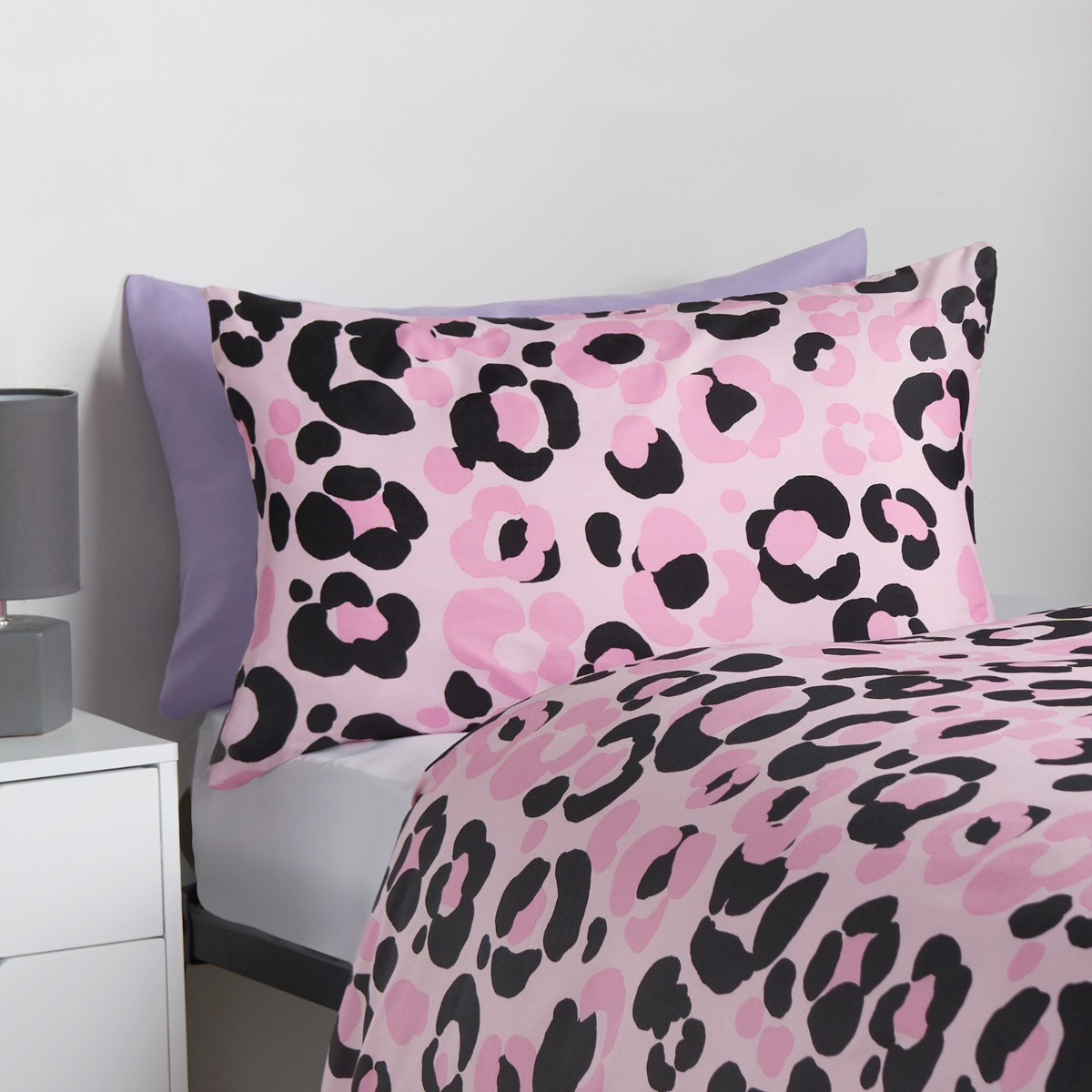 OHS Leopard Print Duvet Cover Set, Multi - Junior>