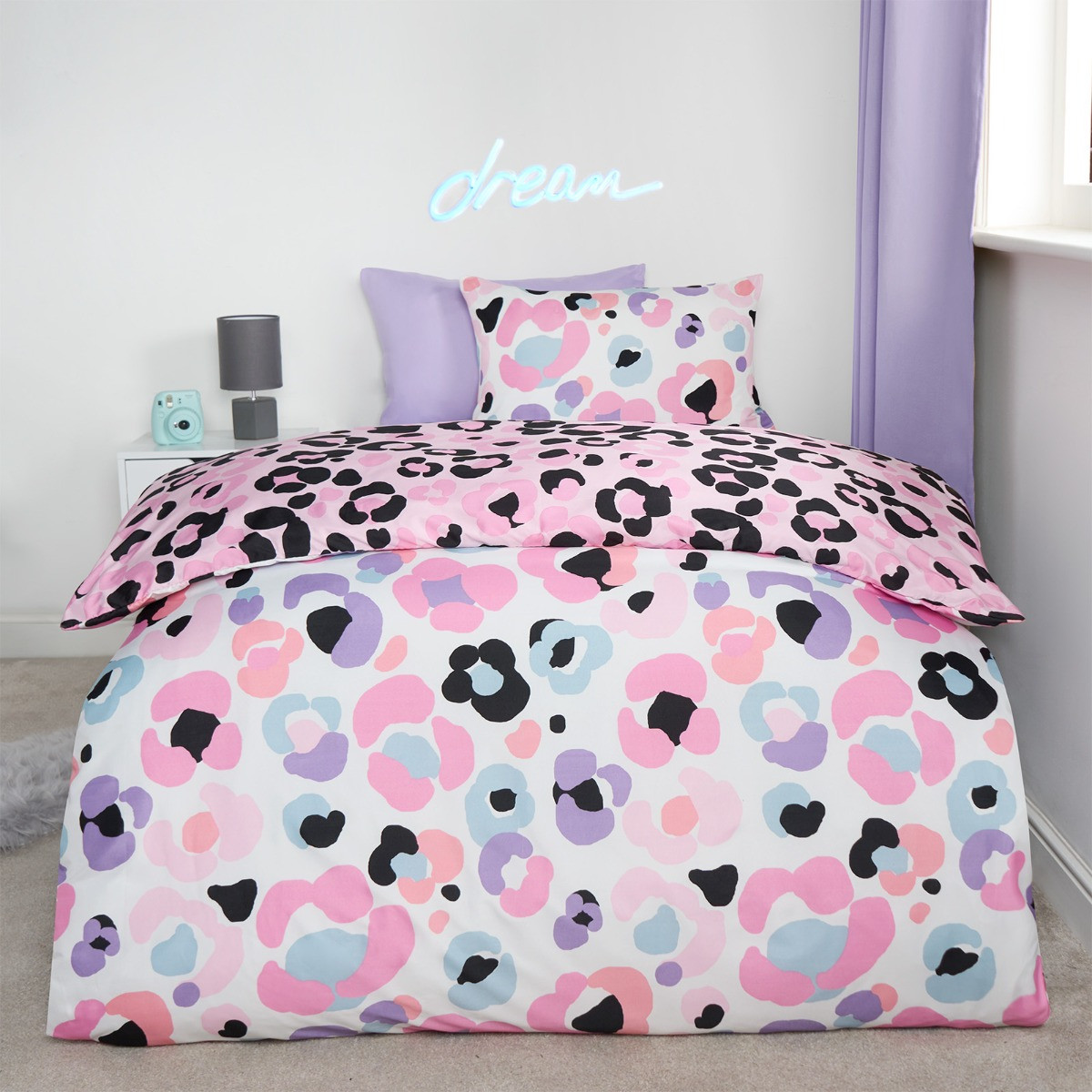 OHS Leopard Print Duvet Cover Set, Multi - Junior>