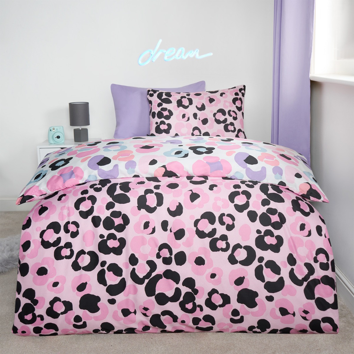 OHS Leopard Print Duvet Cover Set, Multi - Junior>